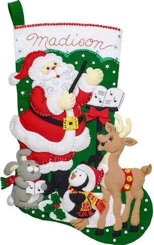 Bucilla 86930E طقم جوارب مزخرف بنسيج اللباد بنمط Santa Choir Practic، 45.72 سم in Saudi Arabia