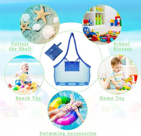 Frienda 6 Pieces Mesh Beach Tote Bag Portable Travel Mesh Bag Large Mesh Beach Bag Toy Organizer Storage Bag Away from Sand for Holding Beach Toys, Camping, Outdoor Sports, 18 x 12 x 18 Inch in Saudi Arabia