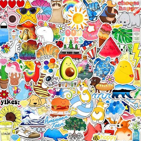 ANERZA Stickers for Water Bottles, 100 PCS Cute Reusable Waterproof Vsco Vinyl Stickers for Hydroflask Laptop Skateboard, Aesthetic Scrapbook Sticker Packs for Kids Teens Girl, Easter Basket Stuffers in Kuwait