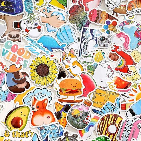 ANERZA Stickers for Water Bottles, 100 PCS Cute Reusable Waterproof Vsco Vinyl Stickers for Hydroflask Laptop Skateboard, Aesthetic Scrapbook Sticker Packs for Kids Teens Girl, Easter Basket Stuffers in Kuwait