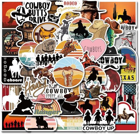 Western Stickers 51PCS Cowboys Stickers and Decals,Western Stickers for Water Bottles,Horse Stickers Pack for Teens Aldult in Kuwait