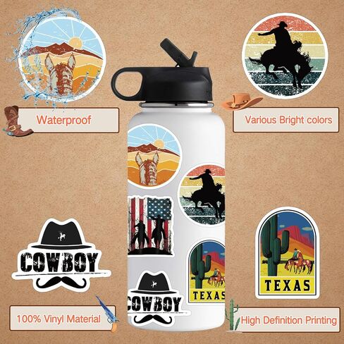 Western Stickers 51PCS Cowboys Stickers and Decals,Western Stickers for Water Bottles,Horse Stickers Pack for Teens Aldult in Kuwait