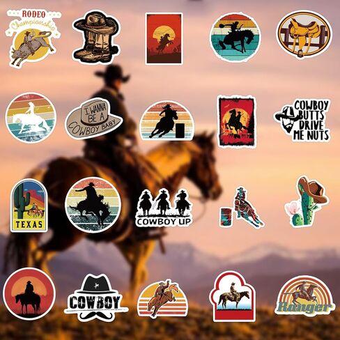 Western Stickers 51PCS Cowboys Stickers and Decals,Western Stickers for Water Bottles,Horse Stickers Pack for Teens Aldult in Kuwait