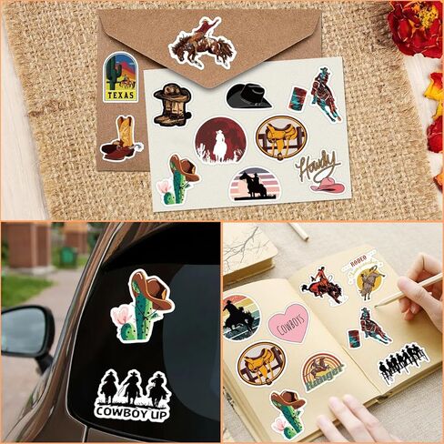 Western Stickers 51PCS Cowboys Stickers and Decals,Western Stickers for Water Bottles,Horse Stickers Pack for Teens Aldult in Kuwait