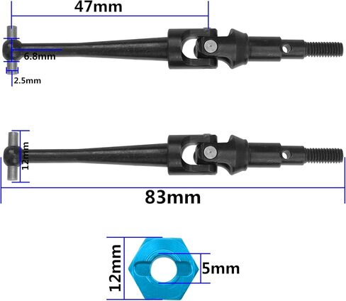 ShareGoo Steel CVD Drive Shaft Dogbone مع محول سداسي لمحور العجلات السداسي متوافق مع سيارة MJX Hyper Go 16207 16208 16209 16210 H16BM H16GT H16DR H16 1/16 RC Car (فضي) in Kuwait