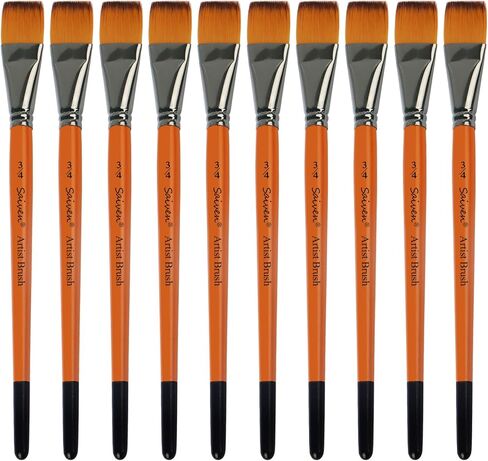 10 قطع من فرش الطلاء المسطحة - أطقم فرش طلاء فنية مقاس 1.9 سم للألوان المائية وطلاء الزيت والاكريليك، وفن أظافر الجسم للوجه، والحرف اليدوية، وطلاء الصخور in Kuwait