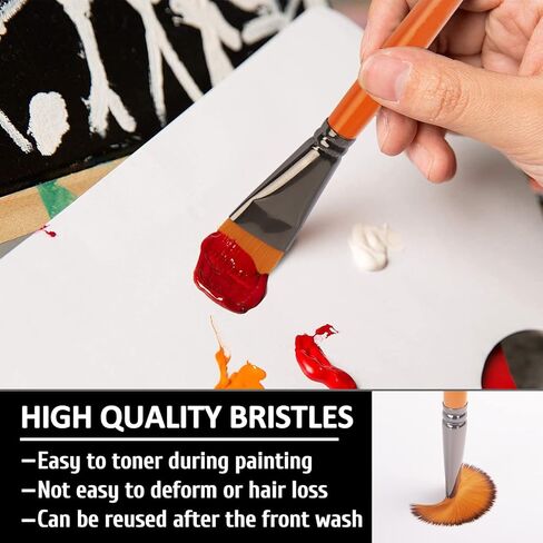 10 قطع من فرش الطلاء المسطحة - أطقم فرش طلاء فنية مقاس 1.9 سم للألوان المائية وطلاء الزيت والاكريليك، وفن أظافر الجسم للوجه، والحرف اليدوية، وطلاء الصخور in Kuwait