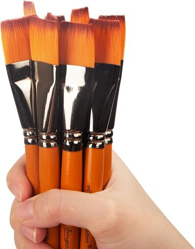 10 قطع من فرش الطلاء المسطحة - أطقم فرش طلاء فنية مقاس 1.9 سم للألوان المائية وطلاء الزيت والاكريليك، وفن أظافر الجسم للوجه، والحرف اليدوية، وطلاء الصخور in Kuwait