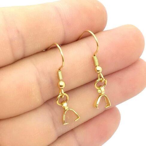 Falody 50PCS Earring Hooks with Pinch Bails Clasp for DIY Earring Making (Gold) in Saudi Arabia