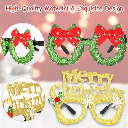 Viicoor 12 قطعة من نظارات عيد الميلاد اللامعة للحفلات مع 12 تصميمًا، وإكسسوارات زينة عيد الميلاد، نظارات تنكرية لحفلات عيد الميلاد وهدايا عيد الميلاد، هدية زينة عيد الميلاد in Kuwait