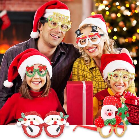 Viicoor 12 قطعة من نظارات عيد الميلاد اللامعة للحفلات مع 12 تصميمًا، وإكسسوارات زينة عيد الميلاد، نظارات تنكرية لحفلات عيد الميلاد وهدايا عيد الميلاد، هدية زينة عيد الميلاد in Kuwait