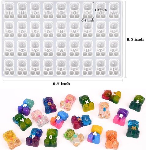 قالب راتنج الدب Actvty، قالب سيليكون لسلسلة مفاتيح الدببة الصغيرة لصب الراتنج، قالب راتنجات الإيبوكسي الدب ثلاثي الأبعاد مع أنماط الحروف والأرقام لديكور الحرف اليدوية للمجوهرات DIY in Kuwait