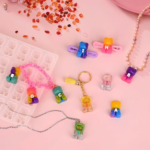 قالب راتنج الدب Actvty، قالب سيليكون لسلسلة مفاتيح الدببة الصغيرة لصب الراتنج، قالب راتنجات الإيبوكسي الدب ثلاثي الأبعاد مع أنماط الحروف والأرقام لديكور الحرف اليدوية للمجوهرات DIY in Kuwait