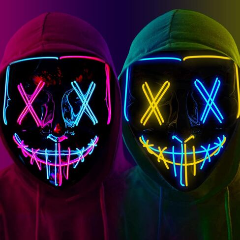 ستيجوسورس 2 قناع LED، قناع إضاءة LED للهالوين مع 3 أوضاع إضاءة لحفلات المهرجان، لونين in Kuwait