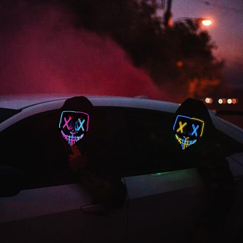 ستيجوسورس 2 قناع LED، قناع إضاءة LED للهالوين مع 3 أوضاع إضاءة لحفلات المهرجان، لونين in Kuwait