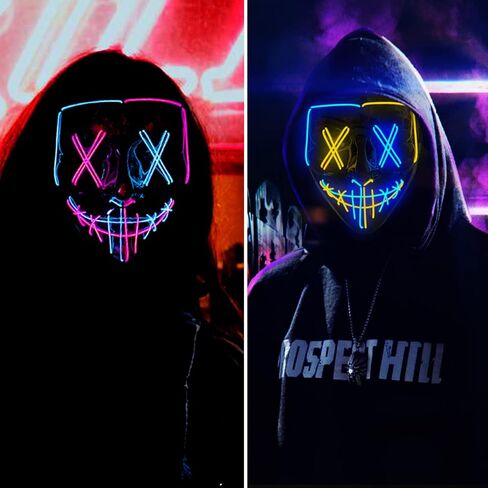 ستيجوسورس 2 قناع LED، قناع إضاءة LED للهالوين مع 3 أوضاع إضاءة لحفلات المهرجان، لونين in Kuwait