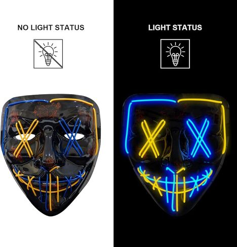 ستيجوسورس 2 قناع LED، قناع إضاءة LED للهالوين مع 3 أوضاع إضاءة لحفلات المهرجان، لونين in Kuwait
