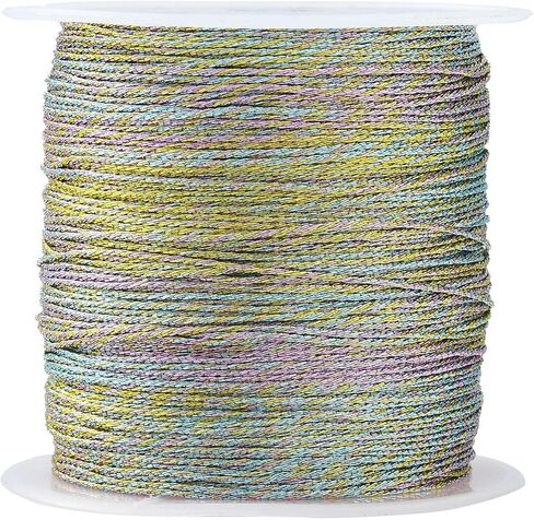 LiQunSweet 54.68 Yards(50m)/Roll Round Polyester Metallic Cord Thread String Tinsel Rope for Waist Beads Bracelet Necklace Macrame Supplies in Kuwait
