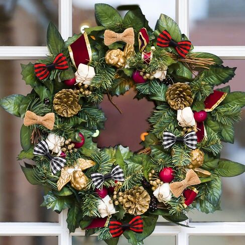 SAVITA 60 Pieces 1.96IN/5cm Small Christmas Burlap Buffalo Check Bows, Tartan Ribbon Hessian Bows Mini Plaid Ribbon Bows for Ornaments Crafting, Christmas Tree (Black&White, Black&Red, Flaxen) in Saudi Arabia