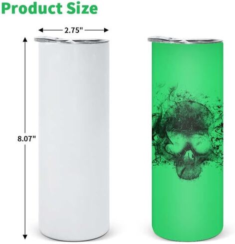 AGH 20 oz Sublimation Tumblers Glow In The Dark, 25PCS Luminous Skinny Straight Tumbler Blank, Glow From White To Blue Green Red Orange, With Stainless Straw & Splash-Proof Lid & Coaster in Kuwait