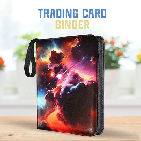 400 Pocket Card Binder, Trading Card Binder with Fantasy Space Design, 50 Double Sided Card Binder Sleeves with 4 Pocket Sides, Card Collection Binder with Holder and Zip, in Saudi Arabia
