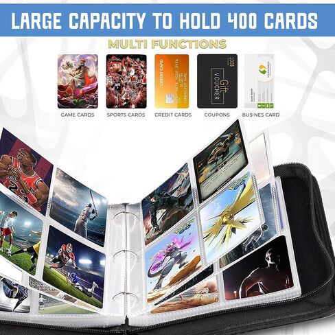 400 Pocket Card Binder, Trading Card Binder with Fantasy Space Design, 50 Double Sided Card Binder Sleeves with 4 Pocket Sides, Card Collection Binder with Holder and Zip, in Saudi Arabia