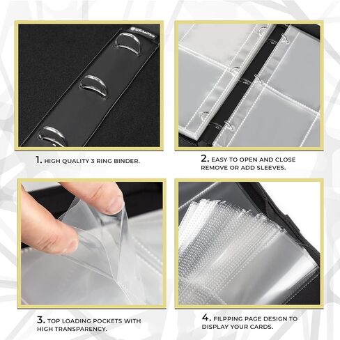 400 Pocket Card Binder, Trading Card Binder with Fantasy Space Design, 50 Double Sided Card Binder Sleeves with 4 Pocket Sides, Card Collection Binder with Holder and Zip, in Saudi Arabia