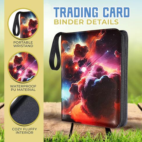 400 Pocket Card Binder, Trading Card Binder with Fantasy Space Design, 50 Double Sided Card Binder Sleeves with 4 Pocket Sides, Card Collection Binder with Holder and Zip, in Saudi Arabia