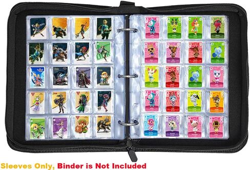 Yowxeedi Trading Card Pages Sleeves Protector for 3 Ring Small Binders Top Loading 20 Pages 400 Cards for Mini NFC Amibo Card Mini Animal Crossing Zelda NFC Coins Stamps in Kuwait