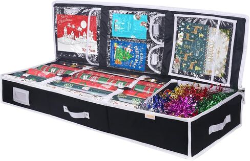 منظم تغليف هدايا Ceadyxiao، حقيبة تخزين لتغليف عيد الميلاد مقاس 42 بوصة مع خمسة جيوب مفيدة لإكسسوارات عيد الميلاد، تناسب ما يصل إلى 36 لفة، حاويات تخزين تغليف الهدايا (42 × 14 × 5.5 بوصة - أحمر) in Kuwait