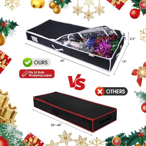 منظم تغليف هدايا Ceadyxiao، حقيبة تخزين لتغليف عيد الميلاد مقاس 42 بوصة مع خمسة جيوب مفيدة لإكسسوارات عيد الميلاد، تناسب ما يصل إلى 36 لفة، حاويات تخزين تغليف الهدايا (42 × 14 × 5.5 بوصة - أحمر) in Kuwait