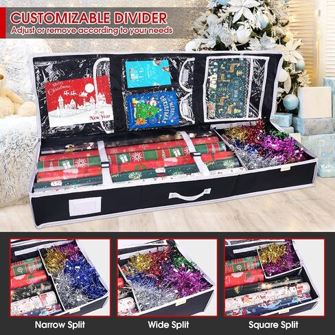 منظم تغليف هدايا Ceadyxiao، حقيبة تخزين لتغليف عيد الميلاد مقاس 42 بوصة مع خمسة جيوب مفيدة لإكسسوارات عيد الميلاد، تناسب ما يصل إلى 36 لفة، حاويات تخزين تغليف الهدايا (42 × 14 × 5.5 بوصة - أحمر) in Kuwait