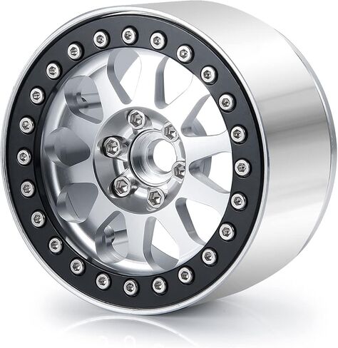 4 قطع مقاس 2.2 بوصة محاور عجلات Beadlock، إطارات عجلات 1/10 RC لأجزاء ترقية السيارة RC المحورية AX90018 90048 (فضي وأسود) in Kuwait