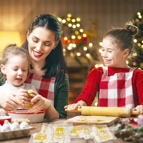 والين 300 قطعة من اكياس سيلوفان الكريسماس ذاتية اللصق من رقائق معدنية ذهبية لشجرة الكريسماس سانتا ورجل الثلج والرنة والحلوى، اكياس بلاستيكية لمستلزمات حفلات الكريسماس وتغليف الهدايا الحرفية in Kuwait