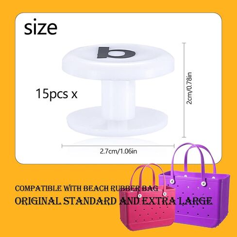 مسامير بديلة لملحقات حقيبة الشاطئ، 15 قطعة من الأزرار البديلة المتوافقة مع مقبض حقيبة Bogg، أزرار إدخال لمسامير إصلاح حقيبة حمام السباحة المطاطية القياسية/الكبيرة الحجم مقاس XL in Kuwait