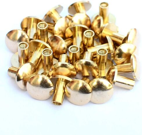 DGOL 30 Sets Brass Chicago Screws Posts Arc Head Backscrews Binding Rivets with Install Hole Punch (0.158 inch) in Kuwait