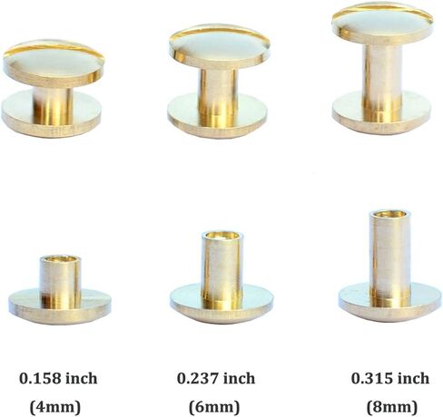 DGOL 30 Sets Brass Chicago Screws Posts Arc Head Backscrews Binding Rivets with Install Hole Punch (0.158 inch) in Kuwait