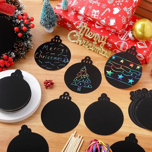 Yeaqee 80 قطعة عيد الميلاد زخرفة بطاقات الصفر قوس قزح عيد الميلاد ورقة خدش للأطفال DIY عيد الميلاد الحلي مع عصا خشبية وشريط لفصل الشتاء عيد الميلاد المنزل الفصول الدراسية الأنشطة DIY in Saudi Arabia