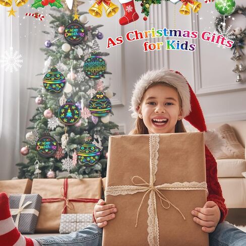 Yeaqee 80 قطعة عيد الميلاد زخرفة بطاقات الصفر قوس قزح عيد الميلاد ورقة خدش للأطفال DIY عيد الميلاد الحلي مع عصا خشبية وشريط لفصل الشتاء عيد الميلاد المنزل الفصول الدراسية الأنشطة DIY in Saudi Arabia