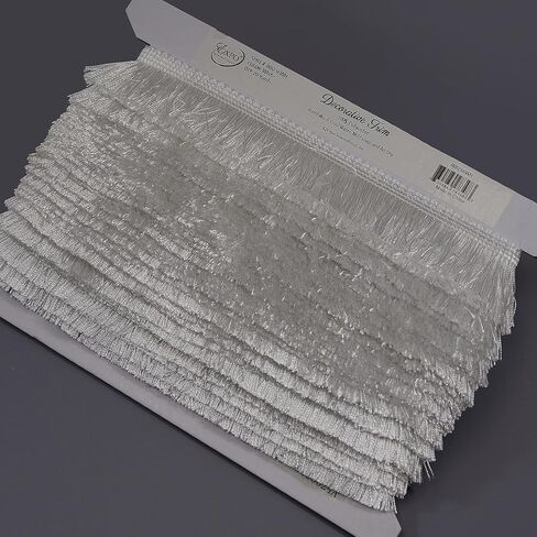 Trims by the Yard 5 Yards of Ellaria Cut Brush Fringe Trim, White in Saudi Arabia
