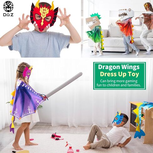 D.Q.Z Toddlers Dinosaur-Dragon-Wings Costume for Kids with Mask, Dino Cape Boys Dress Up Birthday Party Toys Gifts in Saudi Arabia
