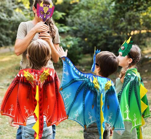 D.Q.Z Toddlers Dinosaur-Dragon-Wings Costume for Kids with Mask, Dino Cape Boys Dress Up Birthday Party Toys Gifts in Saudi Arabia