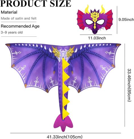D.Q.Z Toddlers Dinosaur-Dragon-Wings Costume for Kids with Mask, Dino Cape Boys Dress Up Birthday Party Toys Gifts in Saudi Arabia