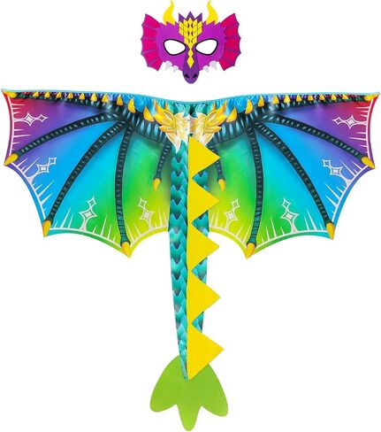 D.Q.Z Toddlers Dinosaur-Dragon-Wings Costume for Kids with Mask, Dino Cape Boys Dress Up Birthday Party Toys Gifts in Saudi Arabia