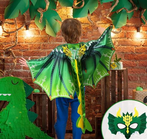 D.Q.Z Toddlers Dinosaur-Dragon-Wings Costume for Kids with Mask, Dino Cape Boys Dress Up Birthday Party Toys Gifts in Kuwait