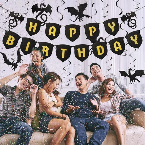 زونون 44 قطعة من لوازم حفلات التنين لتزيين الكيك بطابع التنين والهالوين وعيد ميلاد سعيد، لافتة معلقة على شكل دوامات لتزيين الكب كيك، لوازم حفلات اعياد الميلاد بطابع التنين in Saudi Arabia