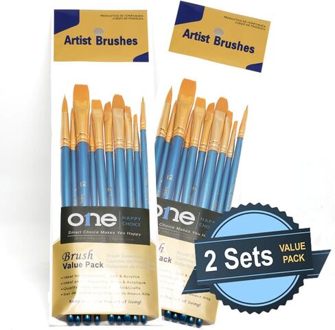 4 Sets of 10 Pieces Synthetic Hair Paint Brushes, Blue, for Acrylic, Oil and Watercolor Painting in Kuwait