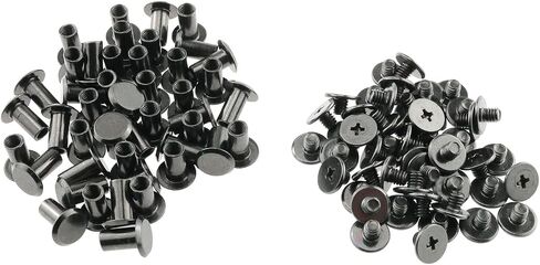 E-outstanding 50pcs 5x10mm Carbon Steel Chicago Screw Cross Head Phillips Drive Binding Screws Rivet Book Binding DIY Leather Craft Assembly Bolt Gun Black in Saudi Arabia