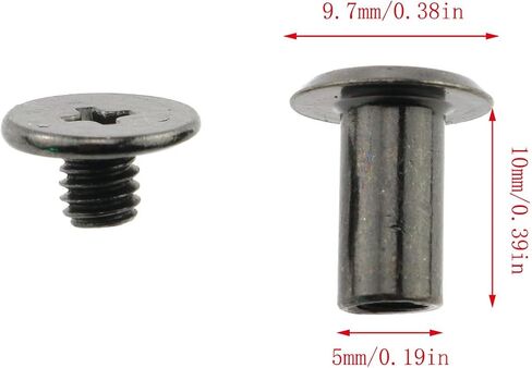 E-outstanding 50pcs 5x10mm Carbon Steel Chicago Screw Cross Head Phillips Drive Binding Screws Rivet Book Binding DIY Leather Craft Assembly Bolt Gun Black in Saudi Arabia