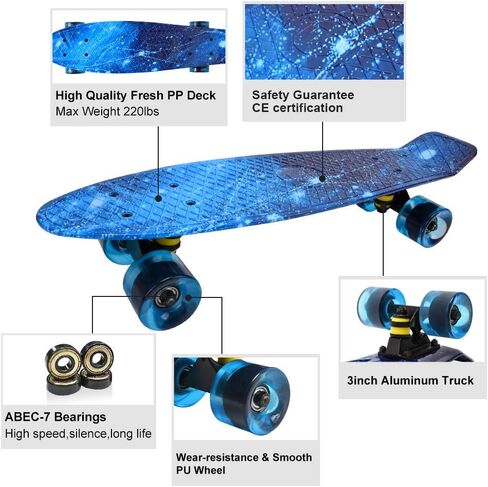 ChromeWheels Skateboards 22 inch Complete Skateboard Deck Mini Cruiser for Kids Boys Girls Youths Beginners in Kuwait